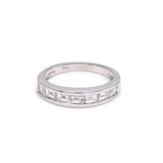 ReMARKable Estate Collection Stackable Natural Diamond Ladies Wedding Band in 14 Karat White Gold with 1.00ctw Princess Diamonds, Clarity: SI2-I1, Color: G/H
