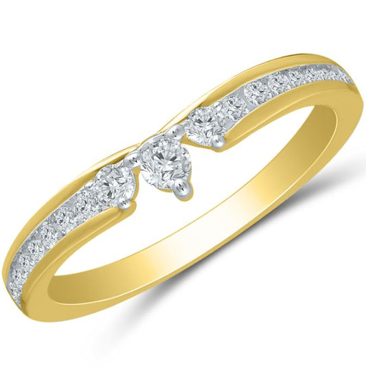 ReMARKable Designs Natural Diamond Contour Ladies Wedding Band in 14 Karat Yellow Gold with 0.25ctw Round Diamonds