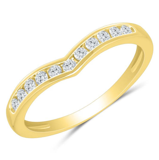 ReMARKable Designs Natural Diamond Contour Ladies Wedding Band in 14 Karat Yellow Gold with 0.25ctw Round Diamonds