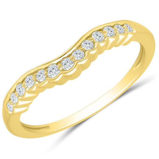 ReMARKable Designs Natural Diamond Contour Ladies Wedding Band in 14 Karat Yellow Gold with 0.16ctw Round Diamonds