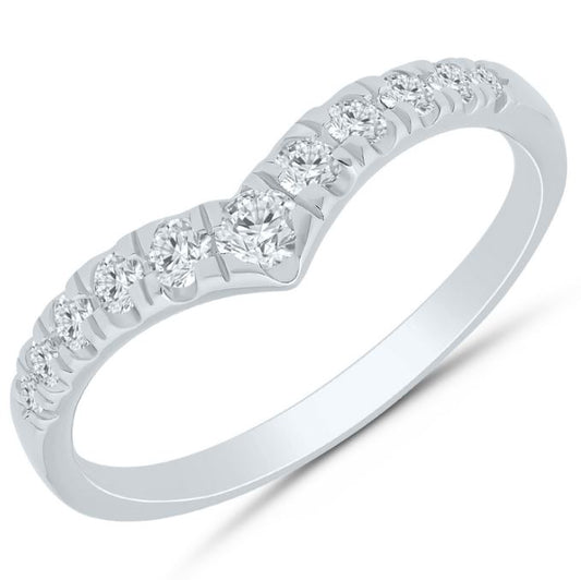 ReMARKable Designs Natural Diamond Contour Ladies Wedding Band in 14 Karat White Gold with 0.25ctw Round Diamonds