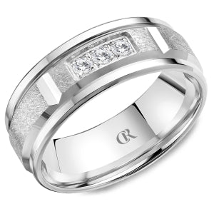 Carved Band (No Stones) in 14 Karat White 7MM