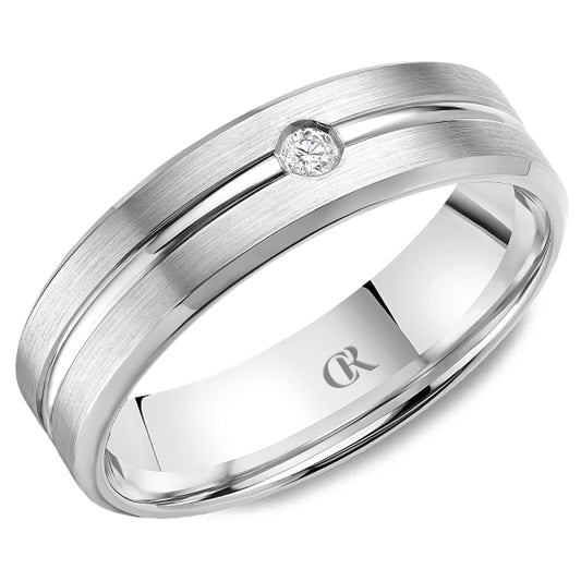 Carved Band (No Stones) in 14 Karat White 7MM