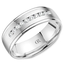 Carved Band (No Stones) in 14 Karat White 7MM