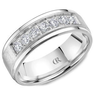 Carved Band (No Stones) in 14 Karat White 7MM