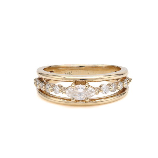 Marks Estate Dept 1 Stackable Fashion Ring in 14 Karat Yellow Gold with 0.30ctw Marquise Diamond, Clarity: VS2, Color: I