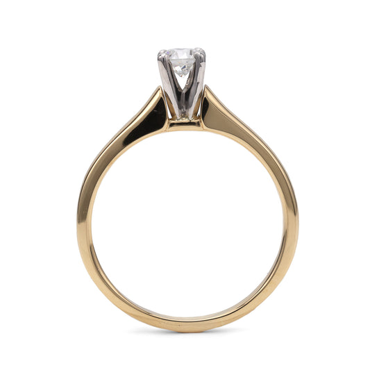 Marks Estate Department 2 Natural Diamond Solitaire Engagement Ring in 18 Karat Platinum White Yellow with 0.33ctw Round Diamond, Clarity: SI2, Color: F