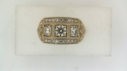 Natural Diamond Vintage Fashion Ring in 14 Karat Yellow with 1.00ctw Round Diamond