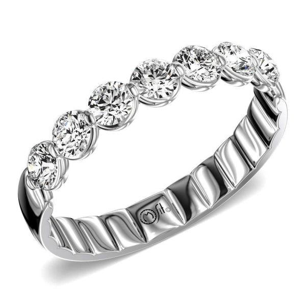 Lab-grown diamond band with round stones.