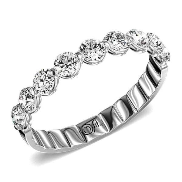 White gold band with round diamonds.