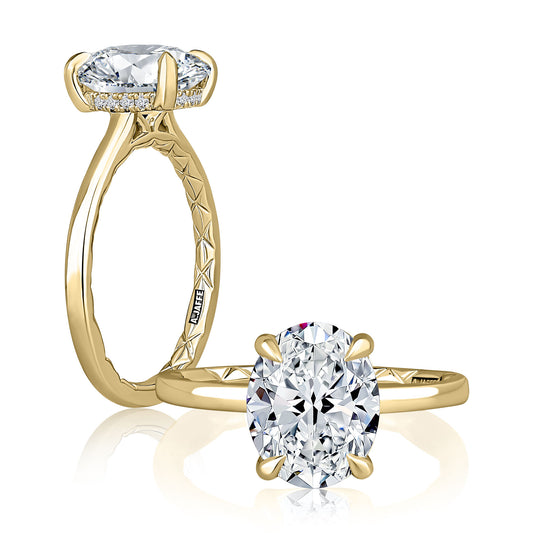 A. Jaffe Hidden Accent Natural Diamond Semi-Mount Engagement Ring in 14 Karat White Gold with 16 Round Diamonds, Color: G/H, Clarity: SI1, totaling 0.08ctw
