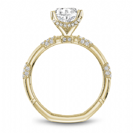 Noam Carver Hidden Accent Side Stone Natural Diamond Semi-Mount Engagement Ring in 14 Karat Yellow Gold with 61 Round Diamonds, 0.23ctw