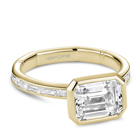 Noam Carver Hidden Accent Natural Diamond Semi-Mount Engagement Ring in 14 Karat Yellow Gold with 12 Baguette Diamonds 0.60ctw