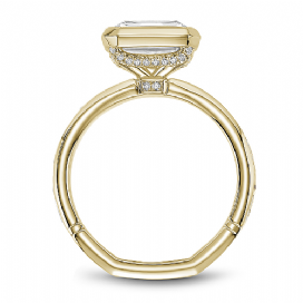 Noam Carver Hidden Accent Natural Diamond Semi-Mount Engagement Ring in 14 Karat Yellow Gold with 12 Baguette Diamonds 0.60ctw
