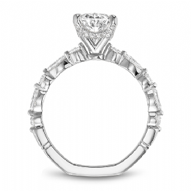 Hidden Accent Side Stone Natural Diamond Semi-Mount Engagement Ring in 14 Karat White Gold with 4 Marquise Diamonds, totaling 0.28ctw