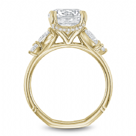 Noam Carver Hidden Accent Side Stone Natural Diamond Semi-Mount Engagement Ring in 14 Karat Yellow Gold with 2 Marquise Diamonds totaling 0.24ctw