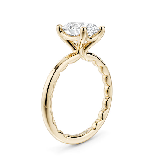 Noam Carver Solitaire Natural Diamond Semi-Mount Engagement Ring in 14 Karat Yellow Gold, Size 6.5