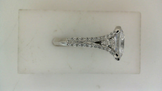 Solitaire Natural Diamond Semi-Mount Engagement Ring in 14 Karat White with 2 Round Diamonds, totaling 0.02ctw