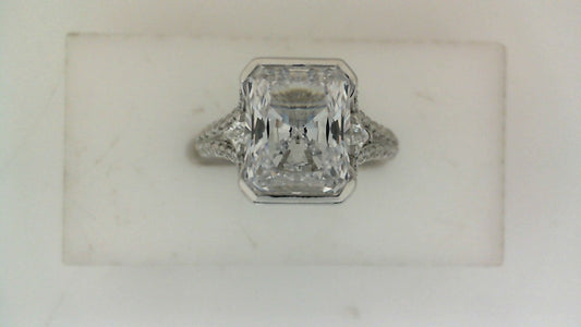 Solitaire Natural Diamond Semi-Mount Engagement Ring in 14 Karat White with 2 Round Diamonds, totaling 0.02ctw