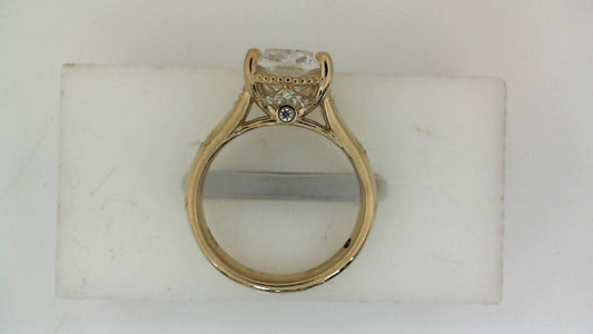 Solitaire Natural Diamond Semi-Mount Engagement Ring in 14 Karat White with 2 Round Diamonds, totaling 0.02ctw