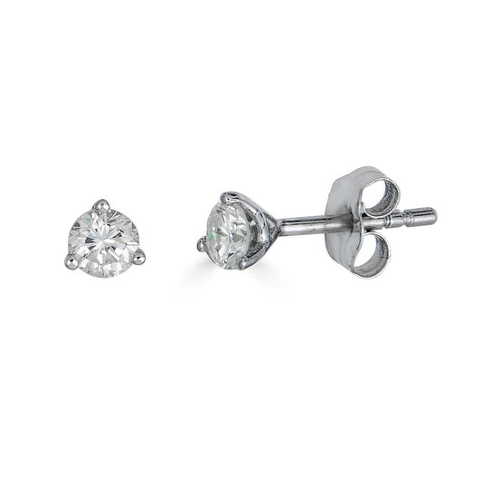 Round diamond stud earrings in white gold.