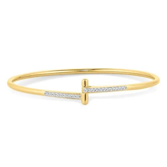 ReMARKable Designs Bangle Natural Diamond Bracelet in 14 Karat Yellow Gold with 0.25ctw Round Diamonds, Integrated Clasp