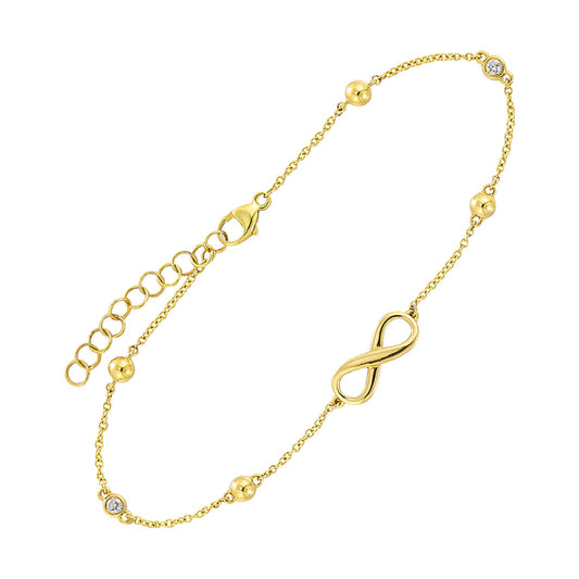 ReMARKable Designs Natural Diamond Ladies Bracelet in 14 Karat Yellow Gold with Lobster Claw Clasp