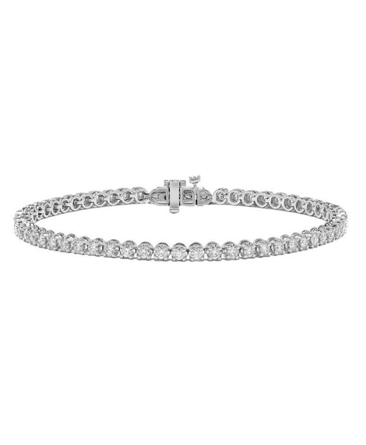 ReMARKable Designs Natural Diamond Tennis Bracelet in 14 Karat White Gold with Hidden Plunger Clasp