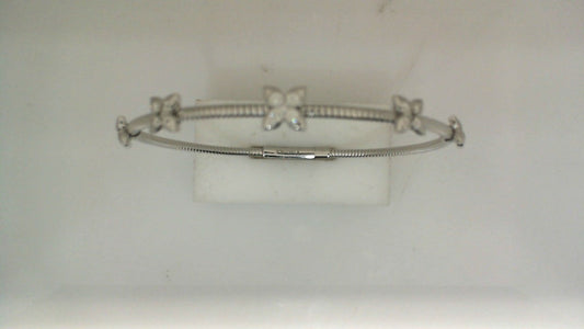 ReMARKable Designs Flexible Bangle Natural Diamond Bracelet in 14 Karat White Gold with 0.50ctw Round Diamonds, Clasp: Hidden Plunger
