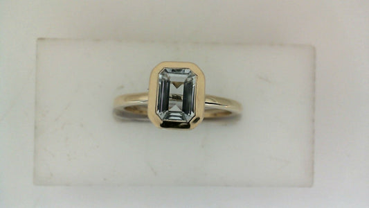 Color Gemstone Ring in 10 Karat Yellow with 1 Emerald Amethyst 0.93ctw