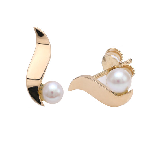 Marks Estate Department 2 M Estate Collection Dangle Color Gemstone Earrings in 14 Karat Yellow Gold with 2 Akoya White Pearls