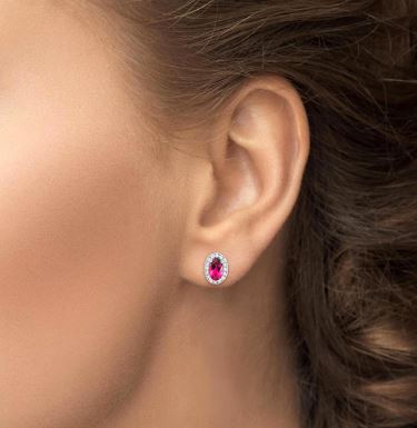 ReMARKable Designs Stud Pink Tourmaline Earrings in 10 Karat White Gold with 2 Oval Pink Tourmalines 5mm, Friction Back