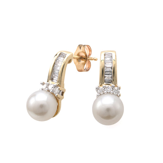 Marks Estate Department 2 Drop Color Gemstone Earrings in 14 Karat White Gold with 2 Cultured Pearls