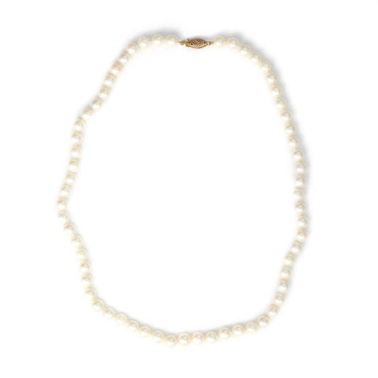 Marks Estate Dept 1 ReMARKable Estate Collection Color Gemstone Necklace in 14 Karat Yellow Gold with 60 Round White Pearls
