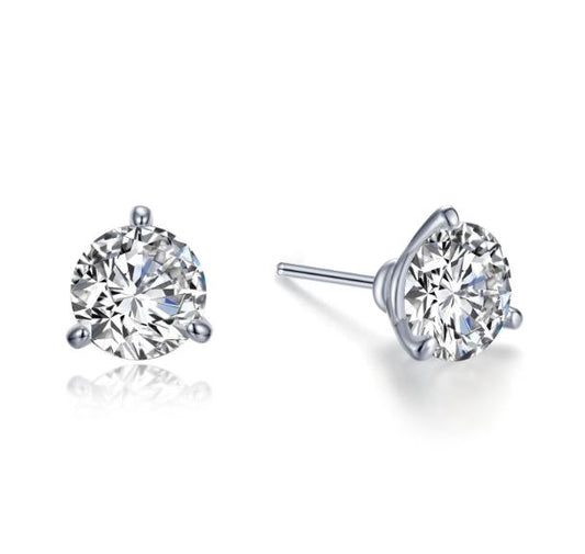 Lafonn Stud Simulated Diamond Earrings in Platinum Bonded Sterling Silver with 3.00ctw