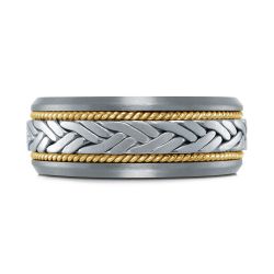 Marks Signature Men's Carved Band (No Gemstone) in Tantalum 14 Karat White - Yellow 8.5MM