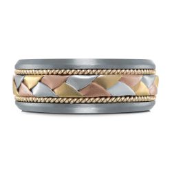 Marks Signature Men's Carved Band (No Stones) in Tantalum 14 Karat White - Rose - Yellow - Grey 8.5MM