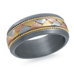 Marks Signature Men's Carved Band (No Stones) in Tantalum 14 Karat White - Rose - Yellow - Grey 8.5MM