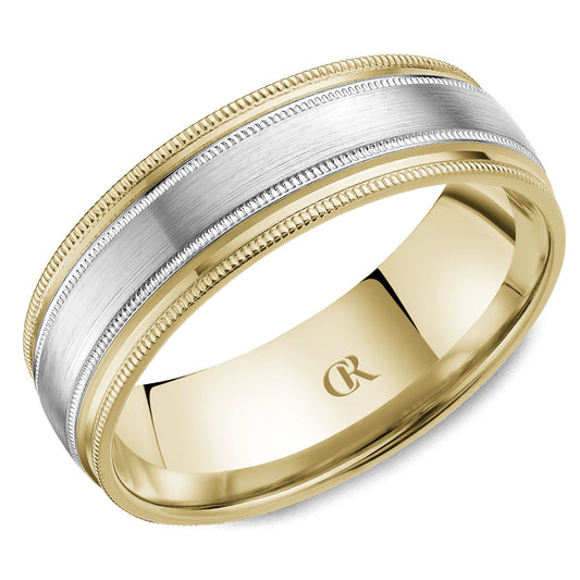 Carved Band (No Stones) in 14 Karat White 7MM