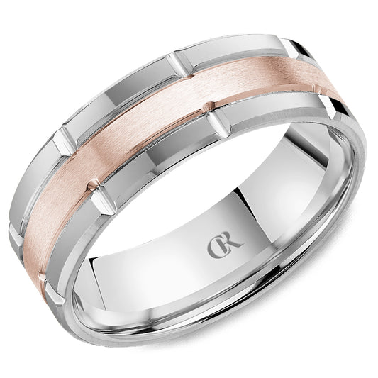 Carved Band (No Stones) in 14 Karat White 7MM