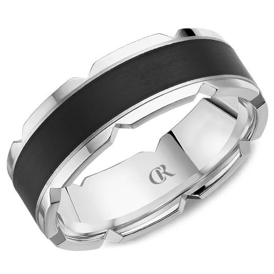 Carved Band (No Stones) in 14 Karat White 7MM