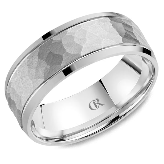 Carved Band (No Stones) in 14 Karat White 7MM