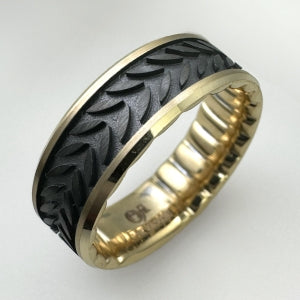 Carved Band (No Stones) in 14 Karat White - Yellow 6.5MM