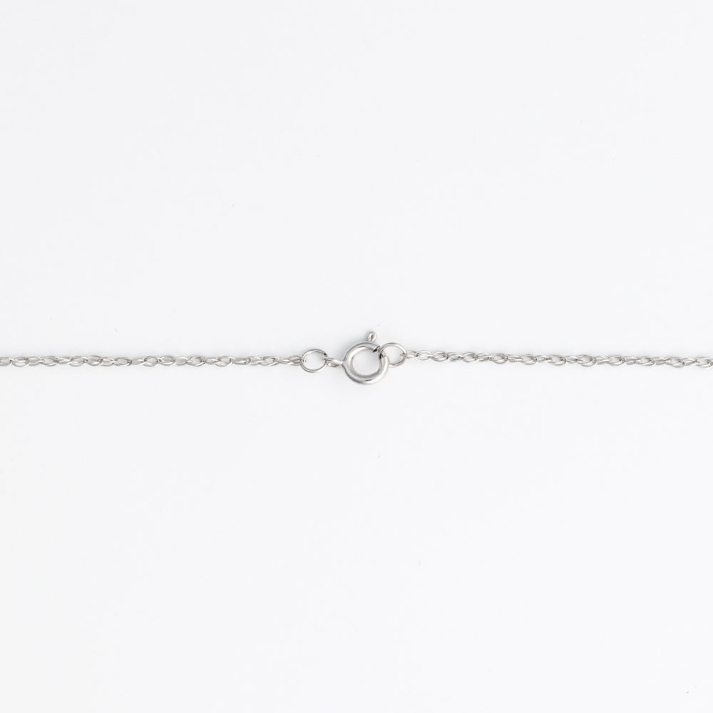 18K white gold necklace with spring ring clasp.