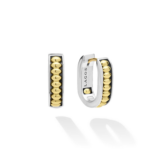 LAGOS Signature Caviar Collection Earrings (No Stones) in Sterling Silver 18 Karat White Yellow Gold