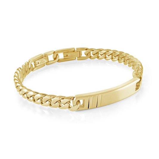 Yellow stainless steel Cuban link bracelet.