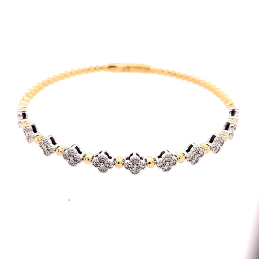 Natural Diamond Bracelet in 14 Karat White - Yellow with 0.91ctw Round Diamonds