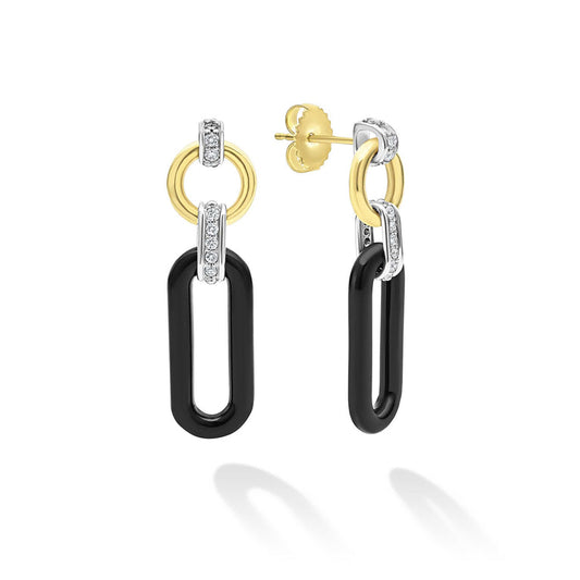 Sterling silver diamond drop earrings, mixed metals.