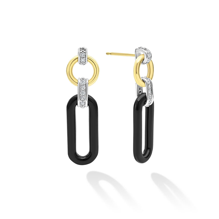 Sterling silver earrings with diamond accents.