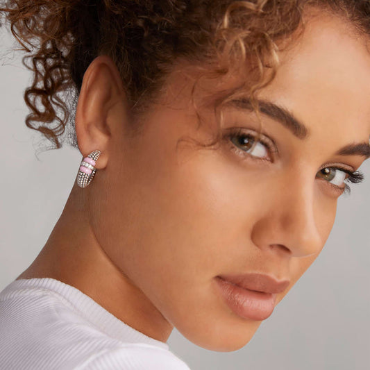 Sterling silver ReMARKable Designs hoop earrings.